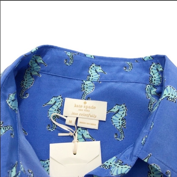 NWT Kate Spade Seahorse Print Silk Sleeveless Top - Picture 7 of 8